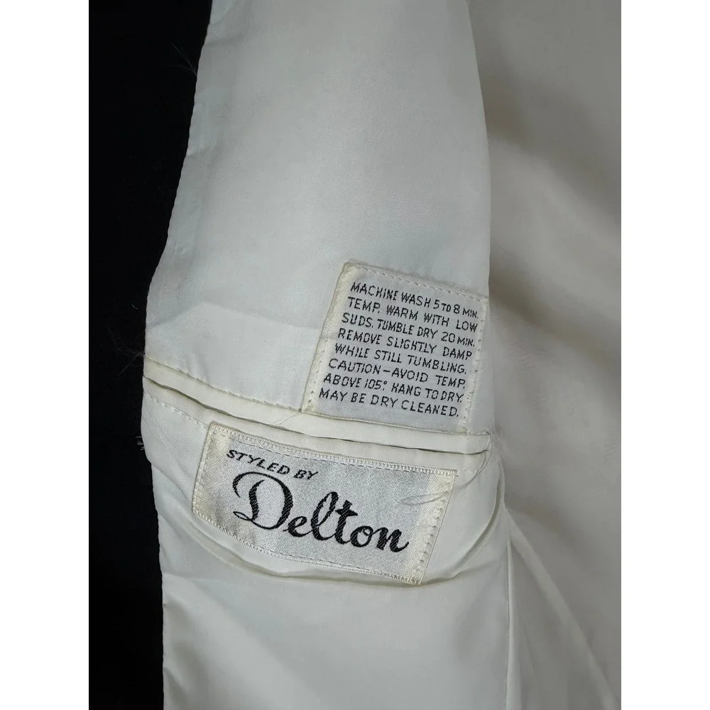 Vintage 50s‎ Delton Dinner Jacket Gold Jacquard Tuxedo Blazer Peak Lapel 38L